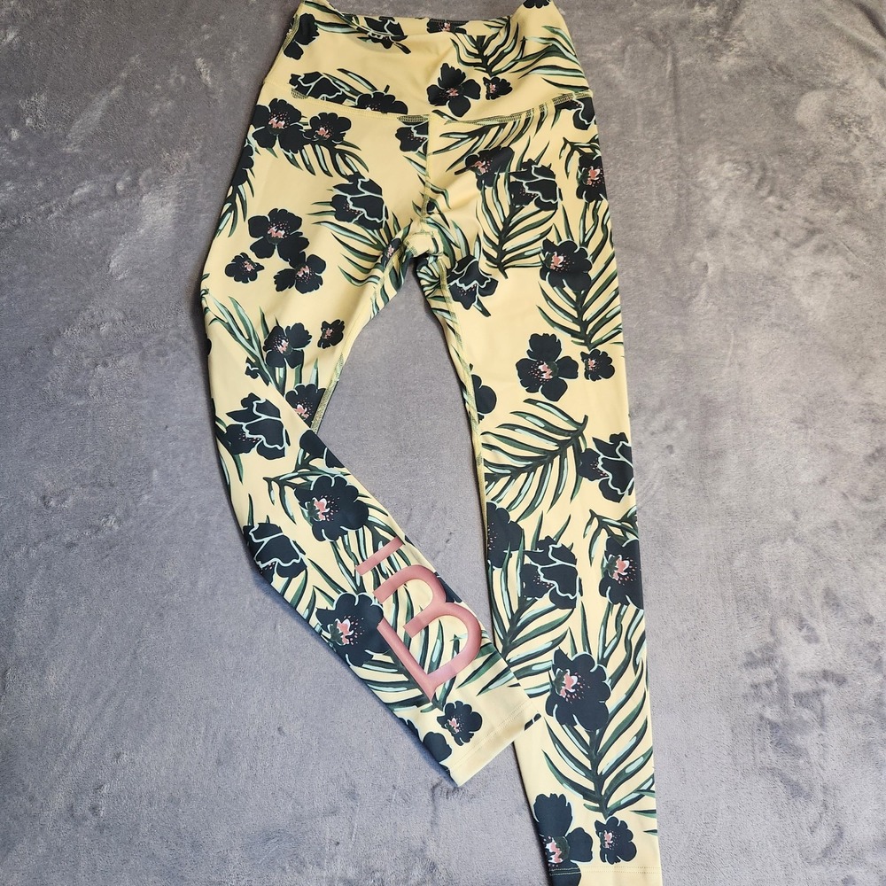 BEYOND YOGA Olympus High Waisted Midi Leggings L Floral Sunrise Yellow Womens L